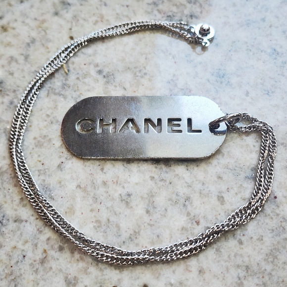Chanel Silver Dog Tag Necklace - Picture 1 of 6